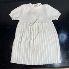 Vintage Michael De Leon Ivory Sweater Pleated Dress size 2-3 Years Baptism