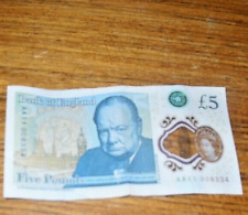 BANK OF ENGLAND AA11 FIVE POUND NOTE (£5) POLYMER PLASTIC LOW SERIAL AA1100