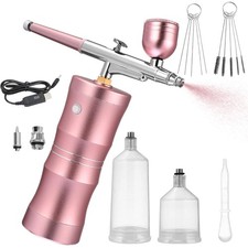 PINK AIRBRUSH KIT 7.4V RECHARGEABLE WITH ADJUSTABLE SPRAY FOR MAKEUP PAINTING