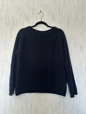Toast Ribbed 100% Lambswool Jumper In Navy Size L