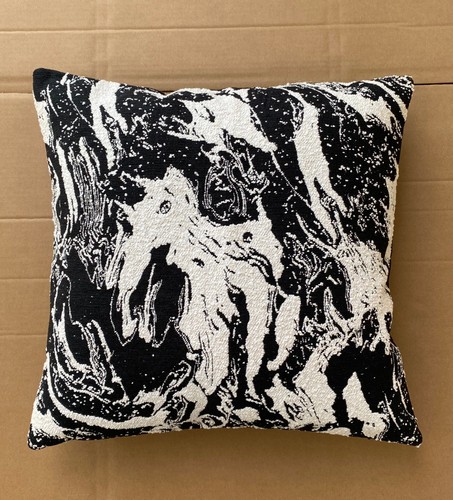 Black white chenille - chenille, cushion