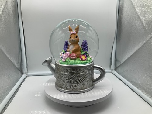 Spring garden bunny snow globe - garden,