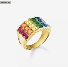 Thomas Sabo Rainbow Sterling silver 18K Gold Plated Ring Size M(eur 52) RRP £340