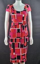 Michaela Louisa Red Pink Black Occasion Dress Polyester Stretch UK 8