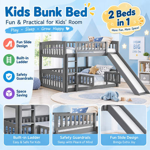 Bunk bed with slide full - bunk,