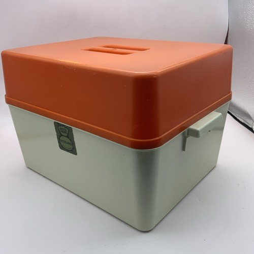Vintage bread bin orange cream - bin,