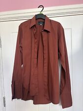 OZWALD BOATENG Men's Red Dress Buttoned 100% Cotton Shirt, 15 inch / 38cm Neck