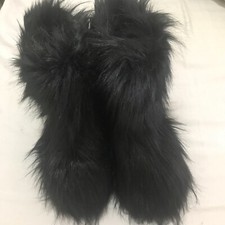 Black fur yeti boots snow boots fur boots midcalf boots faux fur