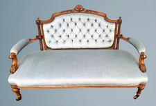 Antique Victorian Carved Walnut Sofa