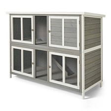 Bluebell Rabbit Guinea Pig Hideaway Hutch Grey White 5ft Wooden House UK Outdoor