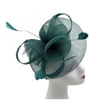 Dark Teal Women Flower Feather