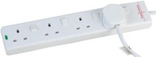 4 GANG 4 WAY 3METER Switched Surge Protected Extension Lead - White