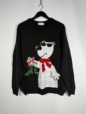 CHRISTMAS POLAR BEAR Jumper - Large - Black - Great Condition - Men’s