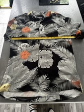 Judas Sinned Short Sleeve Shirt Medium Black Grey Pink yellow Skulls Flowers VGC