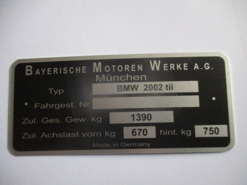 Nameplate bmw 2002tii - nameplate,
