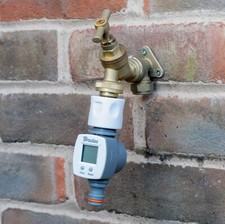 Click on your tap garden digital water meter,attach to a garden hose.