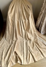 FABULOUS VINTAGE BESPOKE GOLD JACQUARD DAMASK CURTAINS Pair 1 