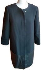 TARA JARMON Virgin Wool Coat - Designer Fashion - Black - EU 40 UK 12