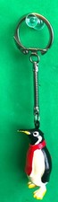 2.5" high PLASTIC PENGUIN [ WITH SCARF]  KEY RING - VERY GOOD USED CONDITION