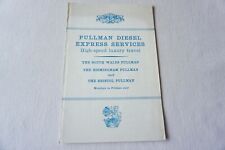 1961 Pullman Diesel Express Services Railway Publicity & Timetable Named Trains