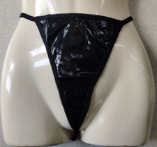pvc g string thong,black,size