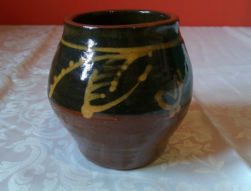 Studio pottery vase - with, black