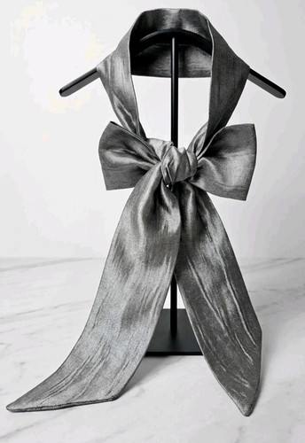Silver grey crinkle silky - crinkle,