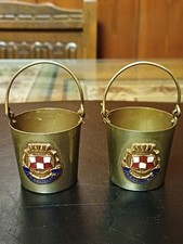 Pair Of Metal Salt Buckets From The Ship SS Montclare. c1921. Maritime Shipping.