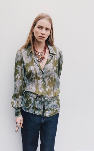 Zara printed green blouse - green, with