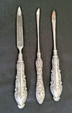 Levi and Salaman Birmingham 1902/7 Three  Silver Handle Manicure Tools-209
