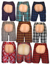 Adults Novelty Fake Bum Out Pants Joke Mooning Mooney Bermuda Shorts Fancy Dress