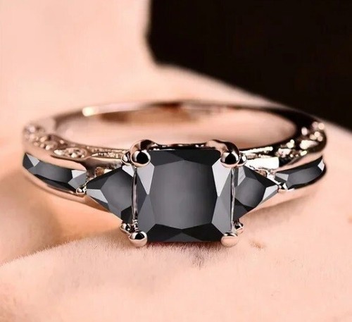 Silver ring with - , black