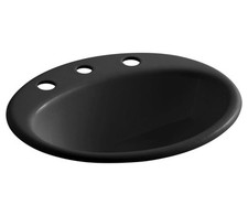 Kohler Sink 2905-4-7 Farmington Cast Iron Self Rimming Lavatory - Black 