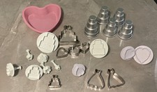 Bundle Of Novelty Mini Cake Tins & Biscuit Cutters Embossed Patterns VGC
