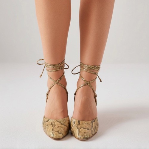 Gold snakeskin heels pura - heels,