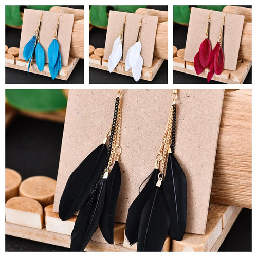 Real feather earrings - earrings, long