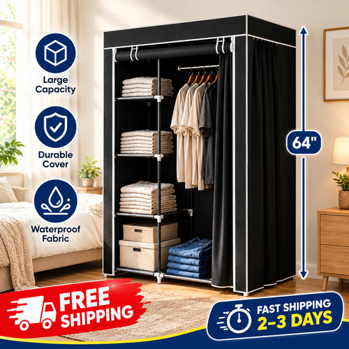 Portable wardrobe closet - 64",