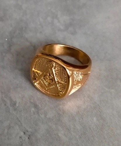 Stainless steel masonic signet - steel,