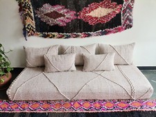 Moroccan Handmade Floor Couch - Unstuffed Cotton Beige Sofa covers + Pillow case