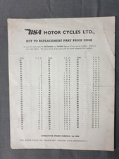 BSA Motor Cycle Spares List