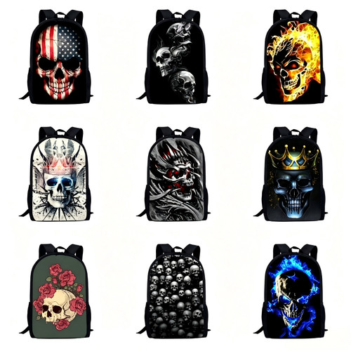Skull print backpack gothic - print,