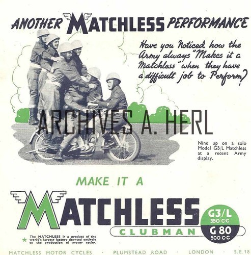 Matchless advertisement 1946