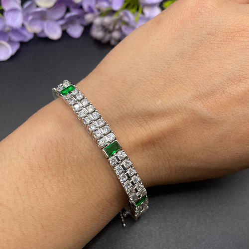 Double row white gold finish - row,