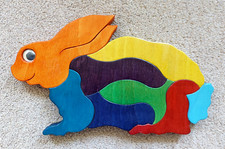 Freestanding Wooden Multicolour Decorative Bunny Rabbit