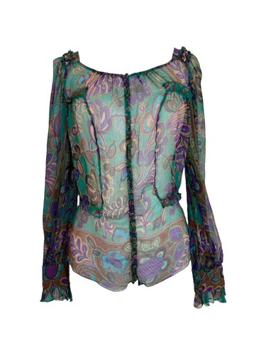 Blumarine teal silk paisley - teal,
