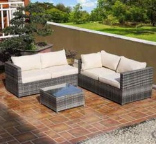 Grey Rattan Corner Sofa Set