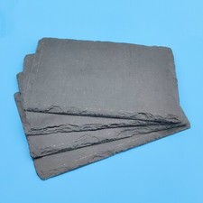 Four Slate Rock Pieces for Aquarium Fish Tank Decor Flat Reptile Feeding Tiles 