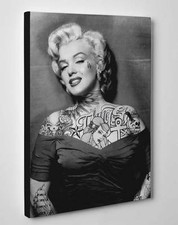 Marilyn Monroe Tattoo | LARGE WALL ART | Black And White Canvas