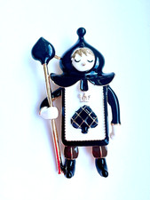 Vintage Brooch Unusual Black Ace of spade Poker Card  Mens Womans Fun Flamboyant