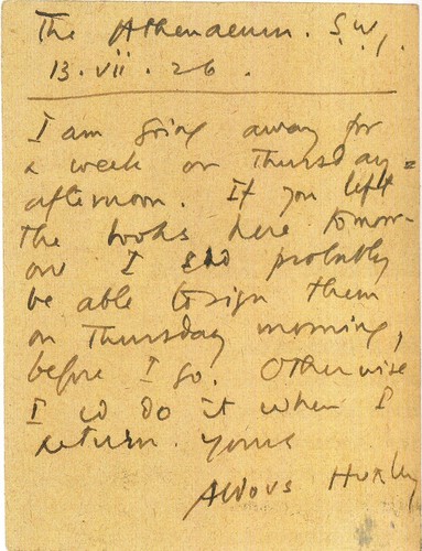 Aldous huxley signed letter - signed,
